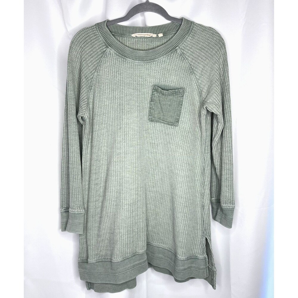Soft Surroundings Autumn Waffle Tunic Thermal Top Boho Size Medium Green